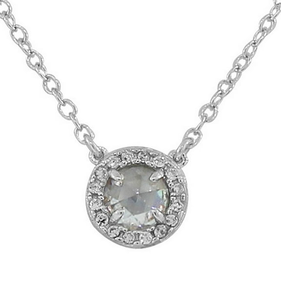 925 Sterling Silver Small Clear White CZ Pendant Necklace with Chain