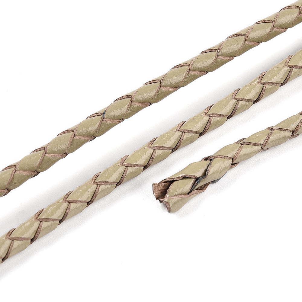Cowhide Leather Cord Leather Rope String for Bracelets with Cotton Thread inside Tan 3mm 8.74 yards(8m)/roll