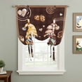 thumbnail image 2 of Farmhouse Coffee Time Tie Up Curtains for Windows, Balloon Window Shades, Vintage Gnomes Desserts Brown Plaid Kitchen Window Treatments Roll Up Curtain for Basement/Nursery 52"x45", 2 of 8