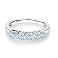 thumbnail image 2 of Gem Stone King 925 Sterling Silver Sky Blue Aquamarine Wedding Band Ring for Women (0.85 Cttw, Round 3.5MM, Gemstone March Birthstone, Available in Size 5, 6, 7, 8, 9), 2 of 4