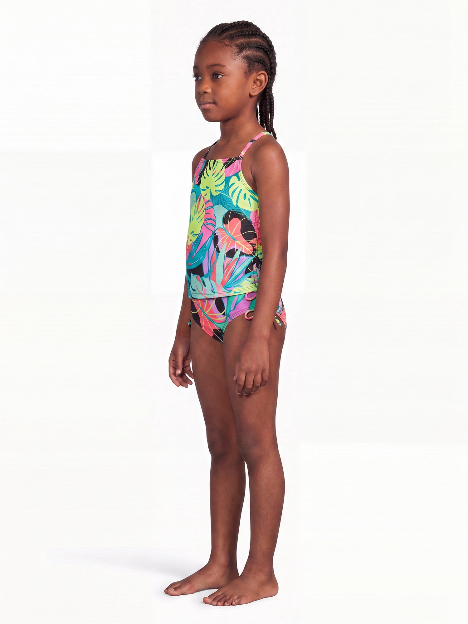 Ocean Gear Girls Two Piece Tropical Print Swim Set, Sizes 4-18