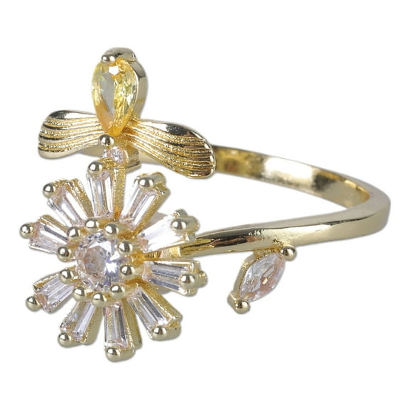 Fidget Anxiety Ring Flower Bee Spinning Women Fidget Spinner Stress Relief Rings