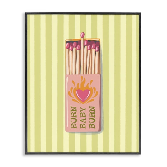 Burn Baby Matches Black Framed Giclee Art, design by Elyse Anastacia