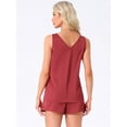 thumbnail image 4 of DARING DIVA Satin Silky Tank Top Shorts Pleated Front 2 Piece Pajama Sets S Red, 4 of 6