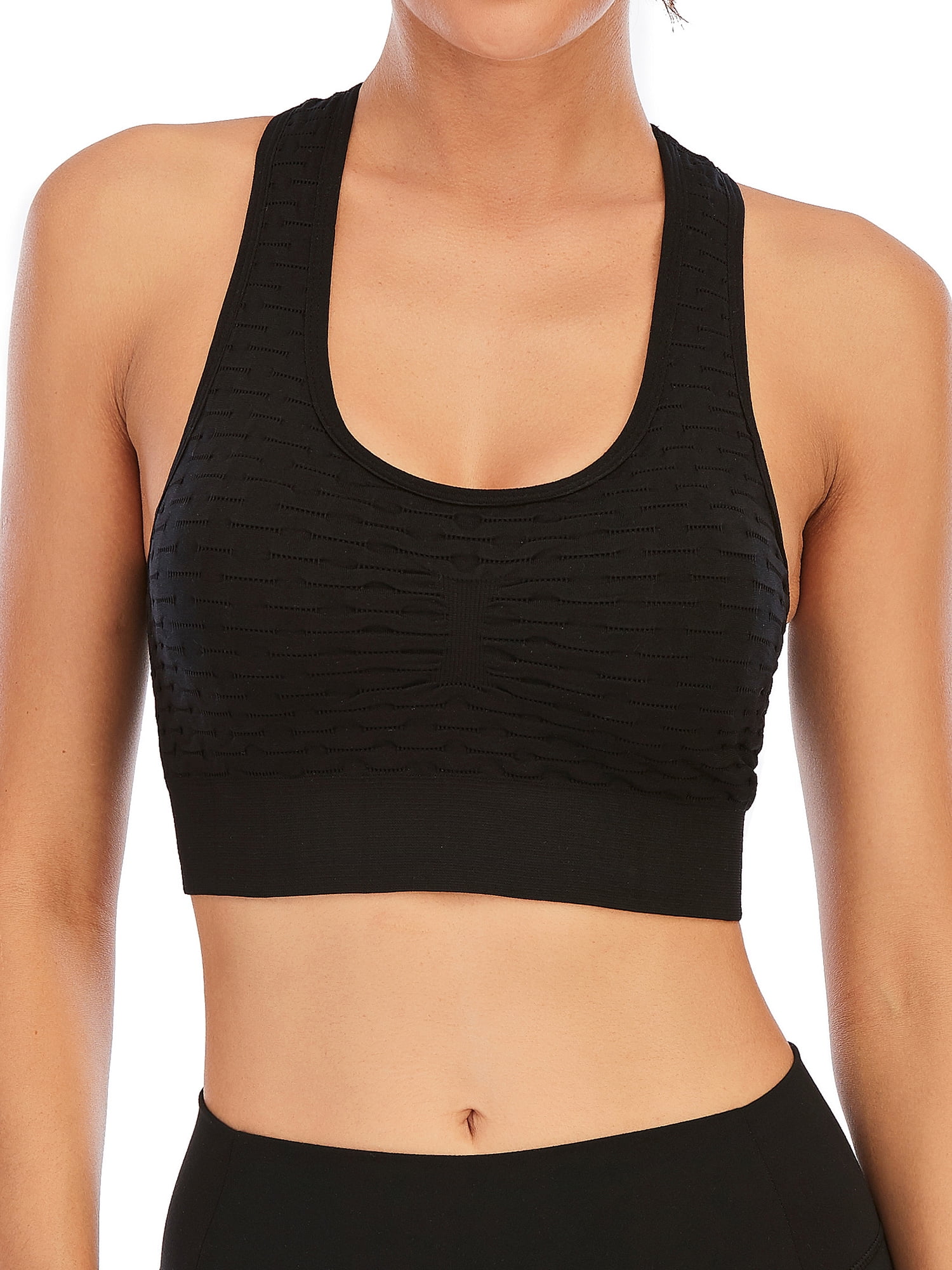 Womens Racerback Seamless Sports Bra with Back Open Holes Padded Workout Bra Tops