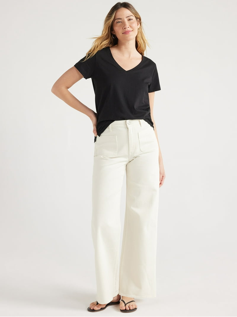 Free Assembly Women's Easy V-Neck Tee, Sizes XS-XXL