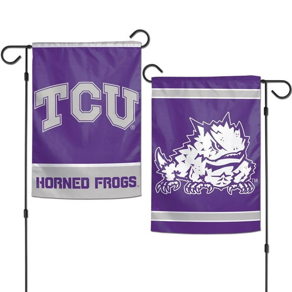 TCU Horned Frogs 12.5” x 18" Double Sided Yard and Garden College Banner Flag is Printed in The USA