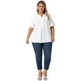 thumbnail image 3 of DARING DIVA Women's Plus V Neck Ruffle Short Sleeve Casual Chiffon Blouse 1X White, 3 of 6