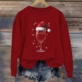 thumbnail image 2 of YOIAVAIOY Chandail de Noël pour Femmes Surdimensionné avec Verre de Vin Graphique en Molleton Manches Longues Col Rond chandail Mode Tendance, 2 of 4