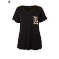 thumbnail image 5 of PULLIMORE Womens Leopard Print Pocket Casual Tops V Neck Short Sleeve T-Shirt Summer Loose Blouse (2XL, Gray), 5 of 10