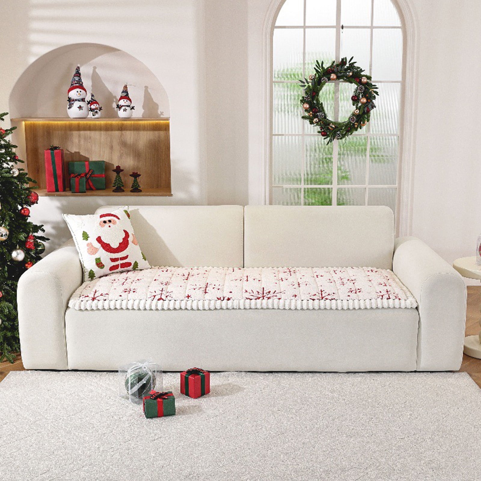 Taotanxi Thick Plush Sofa Cover, Non-Slip Pet Couch Cover for 1-3 Cushion Sofa, Christmas Couch Covers Protector for Dogs & Cats, Machine Washable