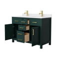 thumbnail image 3 of Wyndham Collection Beckett 48" Wood Double Bathroom Vanity in Green/Brushed Gold, 3 of 6