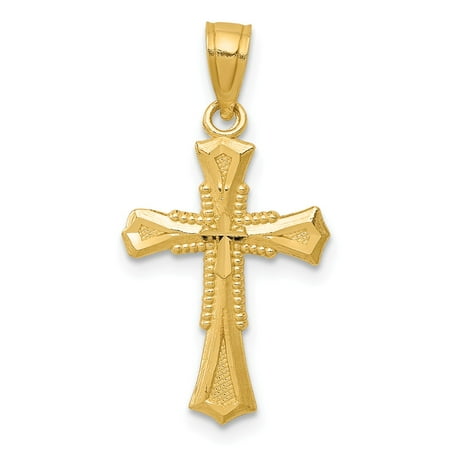 Roy Rose Jewelry 14K Yellow Gold Diamond-cut Cross Pendant