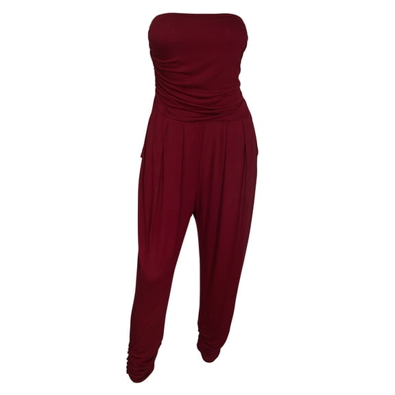 eVogues Plus Size Jumpsuit Burgundy