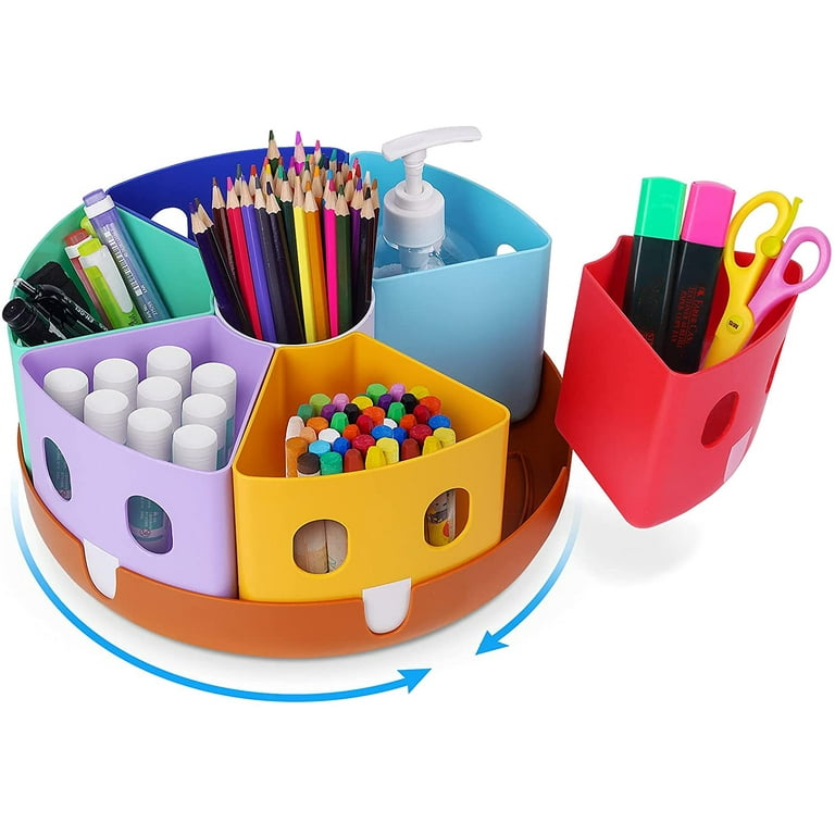 Rotating Art Supply Organizer - Office School Supplies for Kids Desk  Organizers and Storage Homeschool Craft Caddy Classroom Organization