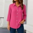 thumbnail image 2 of Black Button Down Shirt Women, Spring Casual Outing Shirts 2025 Trends Busy Mom Outfits Lightweight Stretchy Wrinkle Resistant Daily Wear Blouses Work Women Versatile Summer Pink Xl, 2 of 5