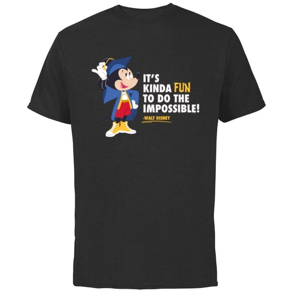 Disney Mickey Mouse Graduation New Grad Do the Impossible - Short Sleeve Cotton T-Shirt for Adults - Customized-Black