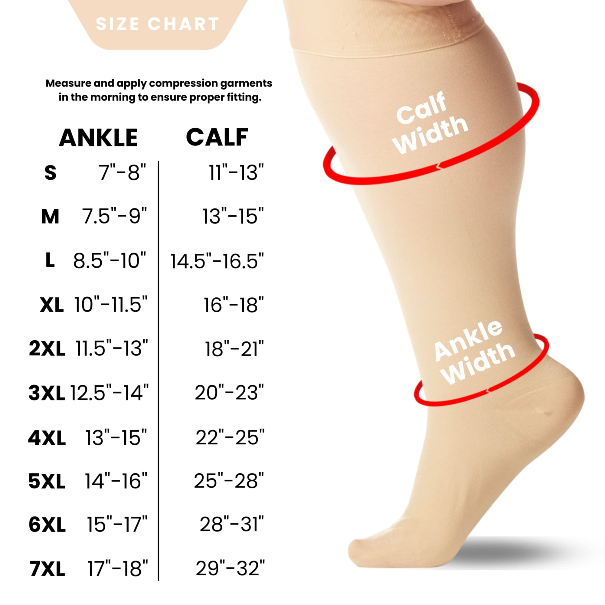 6XL Mojo Opaque Compression Socks Extra X-Wide Calf 20-30mmHg Knee-Hi –  EveryMarket