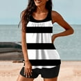thumbnail image 6 of CALAFEBILA 2 Piece Junior Swimsuit Tankini Modest Striped Print Pleated Summer Bathing Suits, 6 of 6