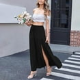 thumbnail image 6 of cocolona Maxi Skirts for Women Summer Casual Elastic Waist Drawstring Side Slit Long Skirts Beach Vacation A Line Flowy Skirts Black XL, 6 of 6