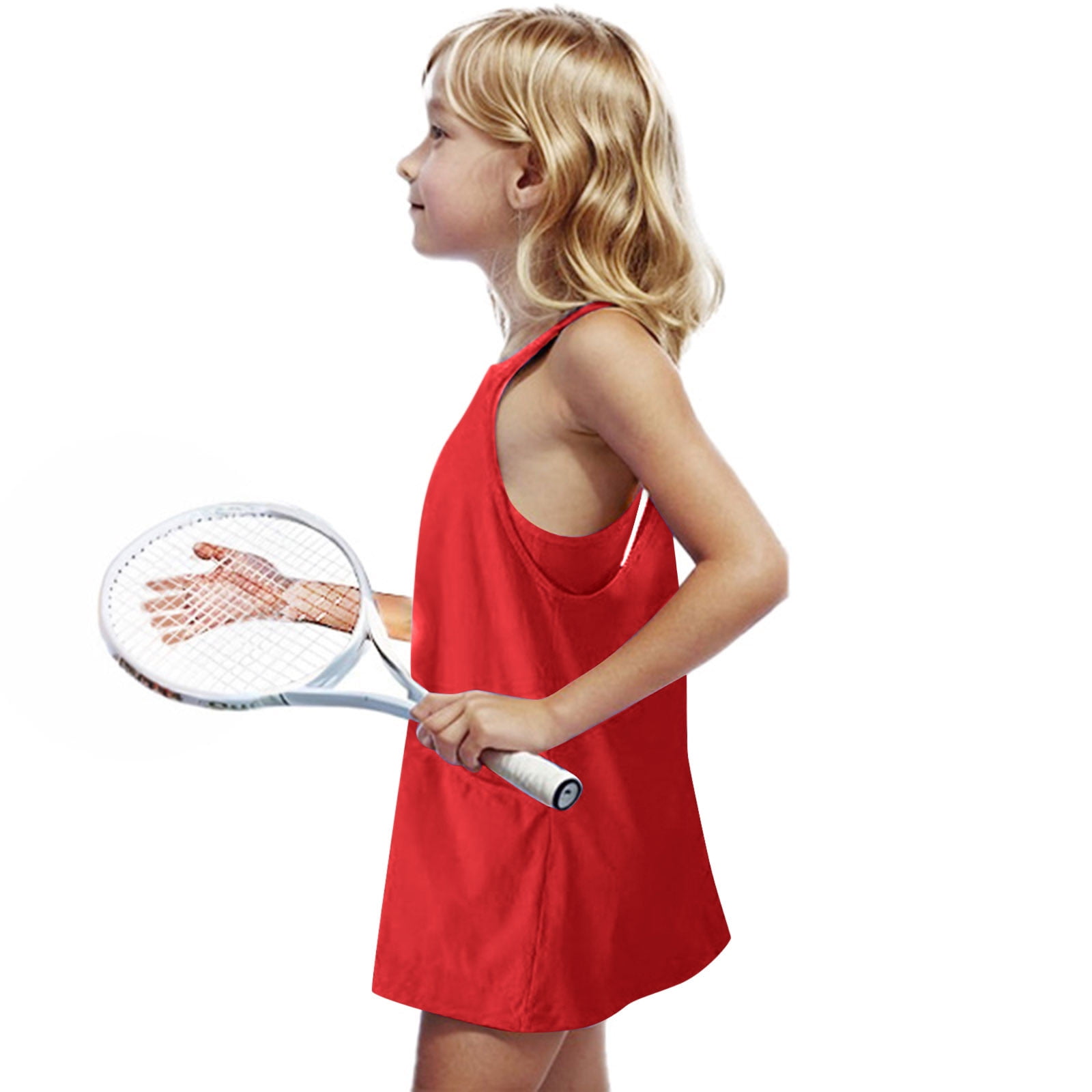 Wancir Girls Tennis Dress Workout Mini Dress with Shorts Sleeveless Spaghetti Straps Golf Athletic Dresses
