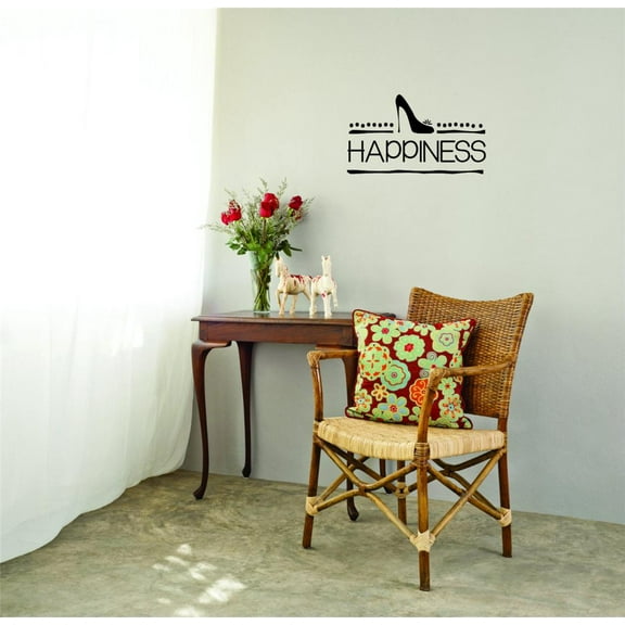 Happiness Shoe Shopping Ladies Fashion Girls Room Unicorn Pony Princess Crown Sparkle Lama Magical Holiday Gift Decorating Ideas Girl Boy Bedroom Wall Decal Sticker - Size: 16 Inch x 29 Inch