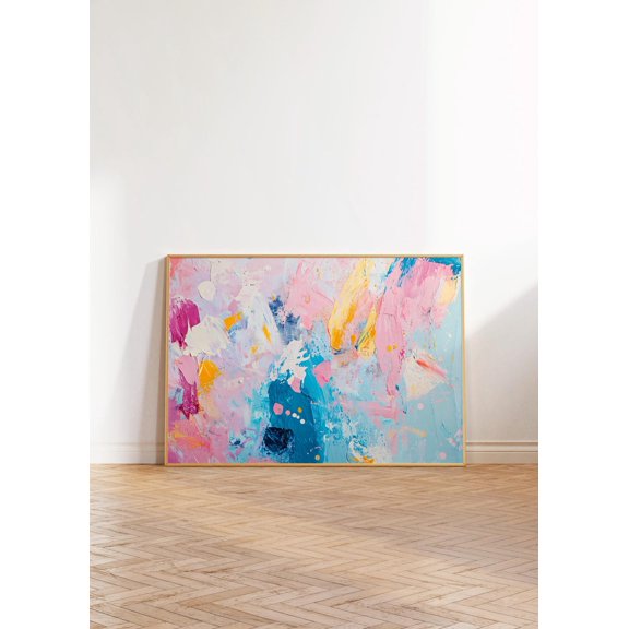 Colorful Abstract Wall Art, Preppy Modern Print, Soft Pastel Acrylic Decor, Girl Dorm Room Art, Contemporary Apartment Decor Wall Art, Modern Wall Decor, 8x12 UNFRAMED