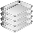 thumbnail image 1 of Small Baking Toaster Oven Pan P&P CHEF Stainless Steel Toaster Oven Tray Rectangle .\uD x .\uD x \uD Non Durable Mirror Finish Easy Clean, 1 of 7
