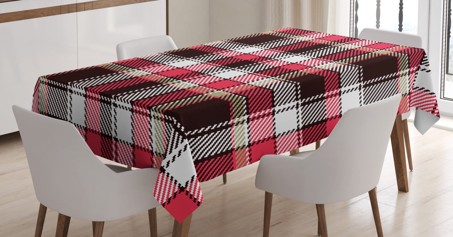 Checkered Tablecloth, Pattern with Squares Mosaic Diagonal Vertical