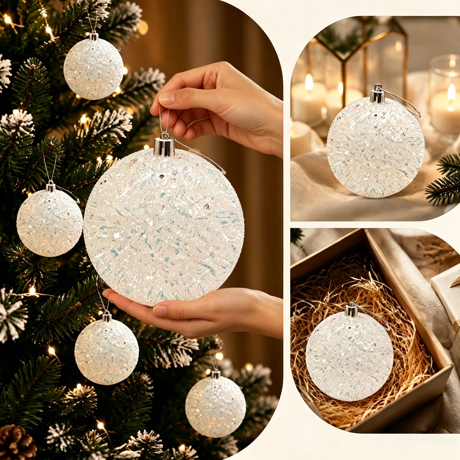 Sparkly Large Christmas Ornament, 5.91 Inch Glittered Sphere With ...