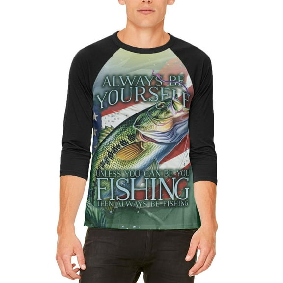 4th of July Always Be Yourself American Fishing Mens Raglan T Shirt