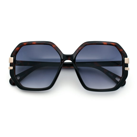 Womens Octagon Butterfly Designer Oversized Fashion Plastic Sunglasses Tortoise - Smoke