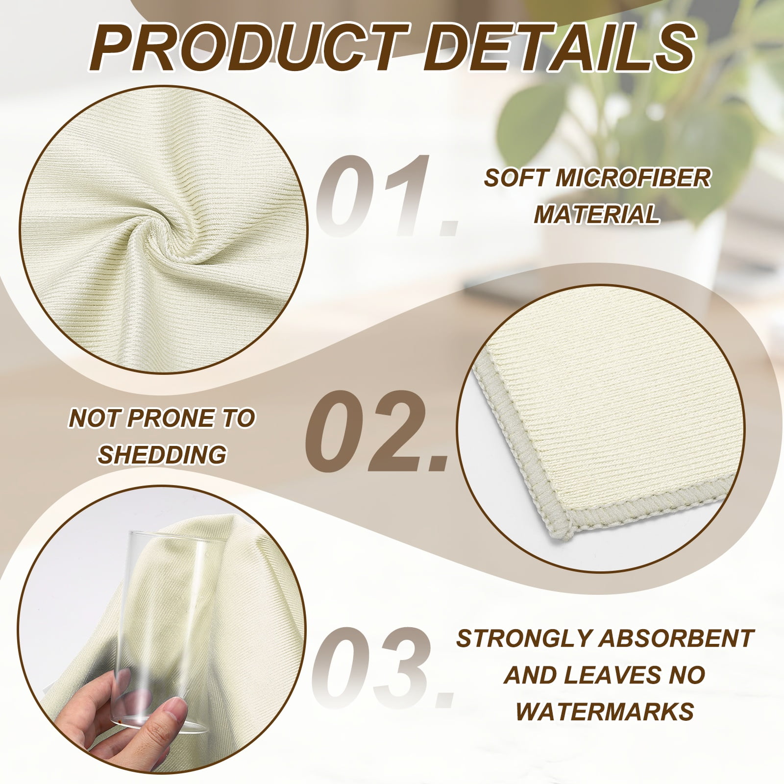 Uxcell 4Pcs Glass Polishing Cloth, 23.6x15.7" Microfiber Cleaning Cloths Lint & Streak Free Quickly Drying Towels for Glassware, Cars, Glasses, Phone Screens, Sunglasses, Brown