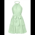thumbnail image 1 of Vestido Sin Mangas con Espalda Descubierta y Volantes Verde S, 1 of 10