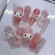 thumbnail image 1 of Uñas postizas de dibujos animados Kawaii, Hello Kitty, Cinnamoroll, Mymelody, Kuromi Kirby, Stiletto largo, prensa en cabeza cuadrada, trabajo manual, 1 of 4