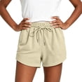 thumbnail image 6 of Womens Loose Waffle Knit Shorts Elastic Waist Drawstring Lounge Shorts Casual Summer Workout with Pockets Beige 3XL, 6 of 7