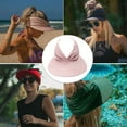 thumbnail image 2 of Chapeau Femme Été Extérieur Chapeau de Soleil Filles Visière de Plage Casquette Dames Queue de Cheval Chapeau Réglable, Rose, 2 of 9