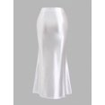 thumbnail image 2 of Womens White Satin Fishtail Skirt With Draped Waist, 2 of 6