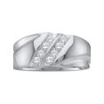 thumbnail image 1 of 10kt White Gold Mens Round Diamond 2-Row Wedding Band Ring 1/4 Cttw, 1 of 2