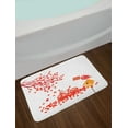thumbnail image 2 of Birdhouse Bath Mat, Leaves Tree Foliage Bicycle Nest Autumn Illustration, Plush Bathroom Decor Mat with Non Slip Backing, 29.5" X 17.5", Marigold Vermilion, by Ambesonne, 2 of 2