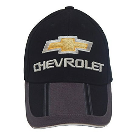 - Hot Rods Plus Officially Licenced Chevrolet Chevy Embroidered Bowtie Logo Two-Tone Stripe Hat Cap Adult Adjustable Baseball Hat Cap (Chevy Black)