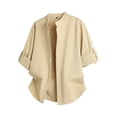 thumbnail image 6 of ZCFZJW Mens Dress Shirts Wrinkle Free Dress Shirts for Men Casual Rolled-up Long Sleeve Button Down Shirts Banded Collar Shirts Khaki XXL, 6 of 6