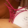thumbnail image 1 of Tanga de encaje de lujo ligero y sexy para mujer, ropa interior ultrafina con tiras cruzadas y aberturas, pantalones tipo T calientes, 1 of 5
