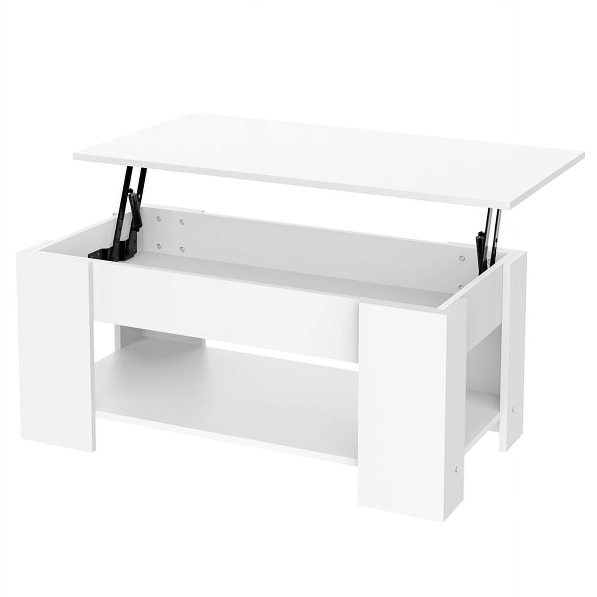 Renwick 39in Modern Wood Lift up Top Coffee Table with Storage Shelf, White