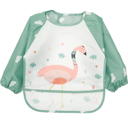 

Baby Bibs with Sleeves Waterproof Long Bib Pocket Unisex Feeding Apron Wearing Full Coverage Burp Cloth Nylon Art for Infant Toddler 6 - 36 Months