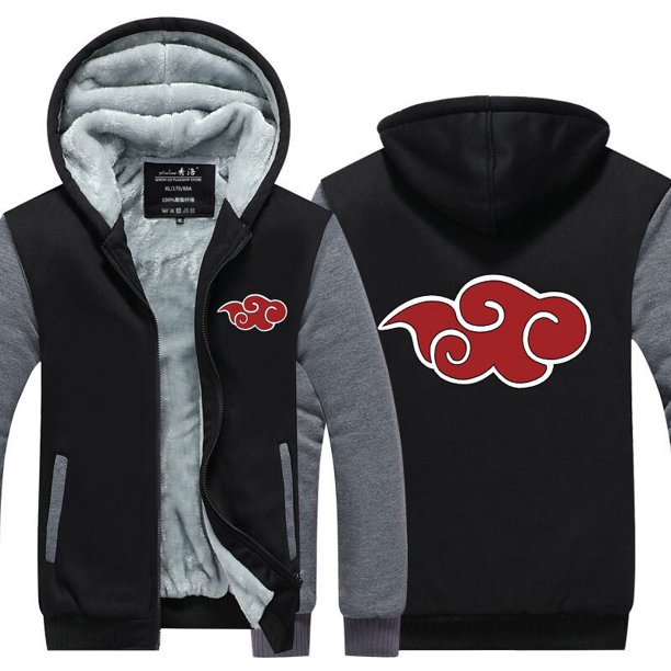 Naruto Itachi Akatsuki Print Winter Hoodie Cloud Symbol Hooded Pullover Sweatshirt Harajuku Warm Fleece ClothingS Gao Jinjia LED