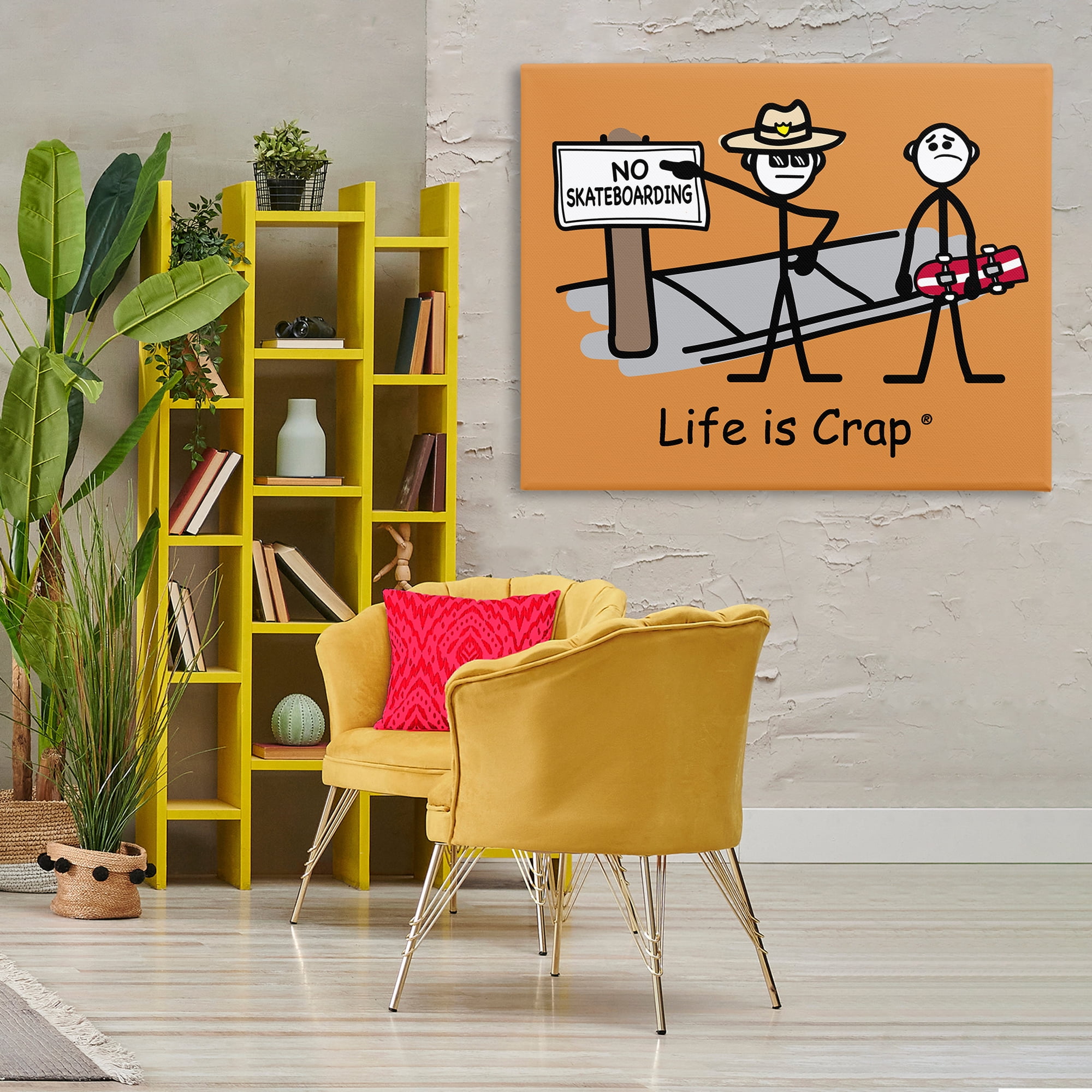Stupell Industries No Skateboarding Sign Novelty & Humor Painting Wrapped Canvas Art Print Wall Art, 48 x 36