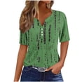 thumbnail image 3 of Lumosvexa Womens Plain T-Shirt for Women Casual Short Shirt Tops Button Relaxed V-neck T Shirt Green Size S, 3 of 6