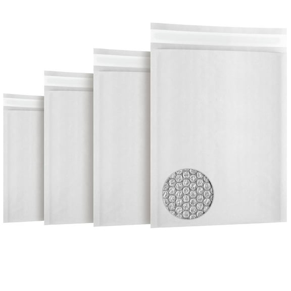 White Kraft Bubble Mailers, Padded Self Seal Envelopes, 200 Count, 10.5 x 15 in
