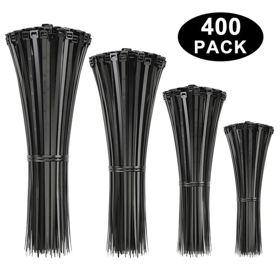 Nylon Cable Ties 4 Size 400 PCS, Plastic Zip Ties, Tie Wraps, Electrical Cable Ties(8, 12, 14, 18 in)